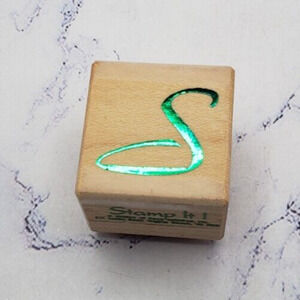 Stylish S Initials Stamp It Small Wood Mounted Rubber Stamp A1325